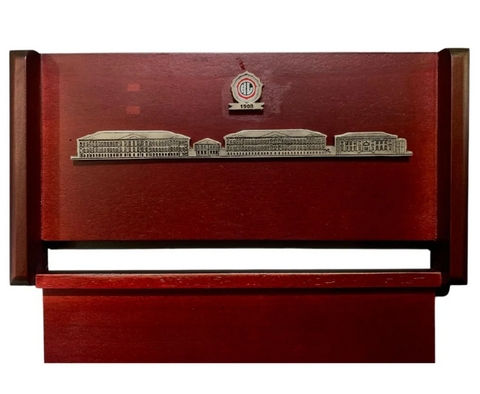 AHŞAP PLAKET-100.YIL (METAL KEL+FERİYE)(23*12CM)